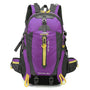 Sac à dos randonnée femme 40l violet et noir avec accents jaunes pour trekking