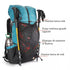 Sac à dos randonnée femme ultra léger teal et noir avec bâtons et poche en mesh