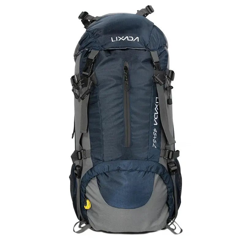 Sac à dos randonnée homme 50l bleu foncé et gris avec multiples poches et sangles