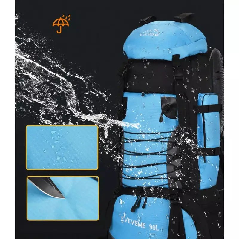 Sac à dos randonnée homme 90l imperméable et durable bleu et noir