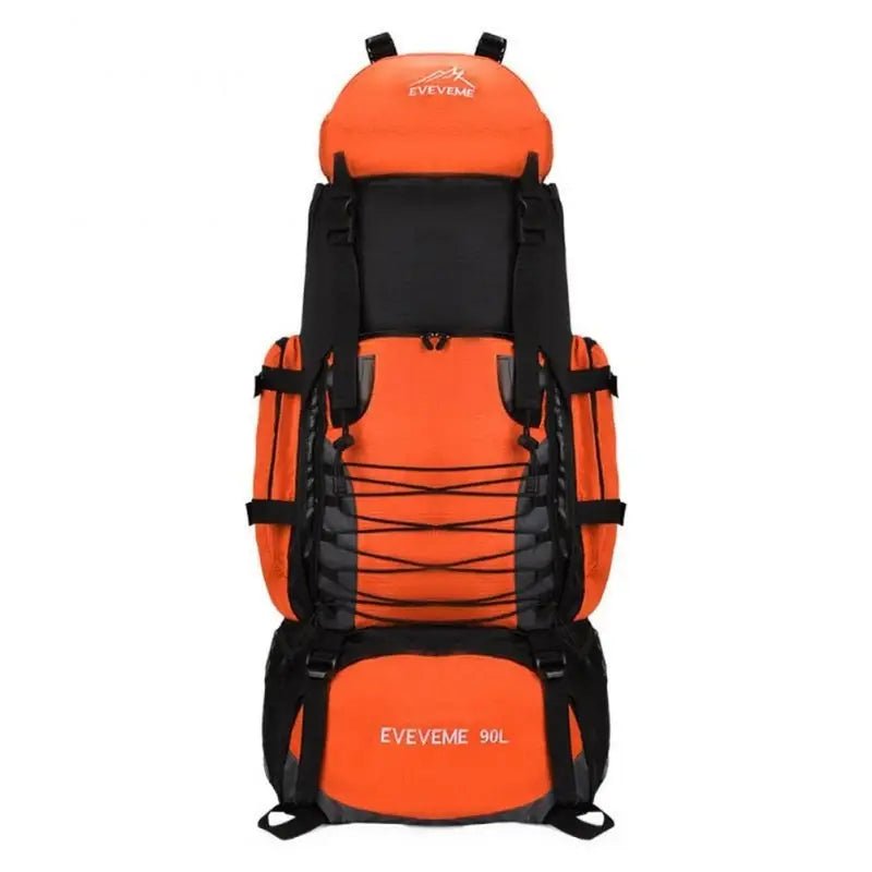 Sac à dos randonnée homme 90l orange et noir pour trekking et aventure en plein air