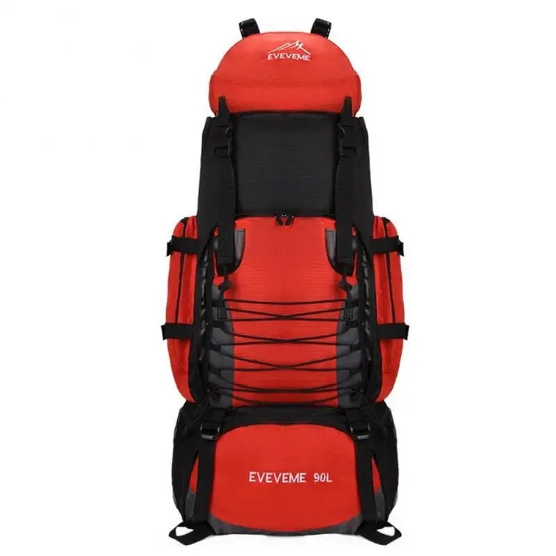 Sac à dos randonnée homme 90l rouge et noir avec cordons élastiques