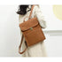 Sac à dos rectangulaire en cuir marron faux avec rabat et fermoir en or