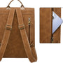Sac à dos rectangulaire en cuir fauve avec fermetures dorées et sangles ajustables