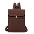 Sac à dos rectangulaire en cuir marron avec rabat et fermeture à clip en or