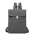 Sac à dos rectangulaire en cuir gris foncé avec fermeture à clasp or