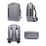 Sac à dos rectangulaire gris pour PC 15,6 pouces avec plusieurs compartiments