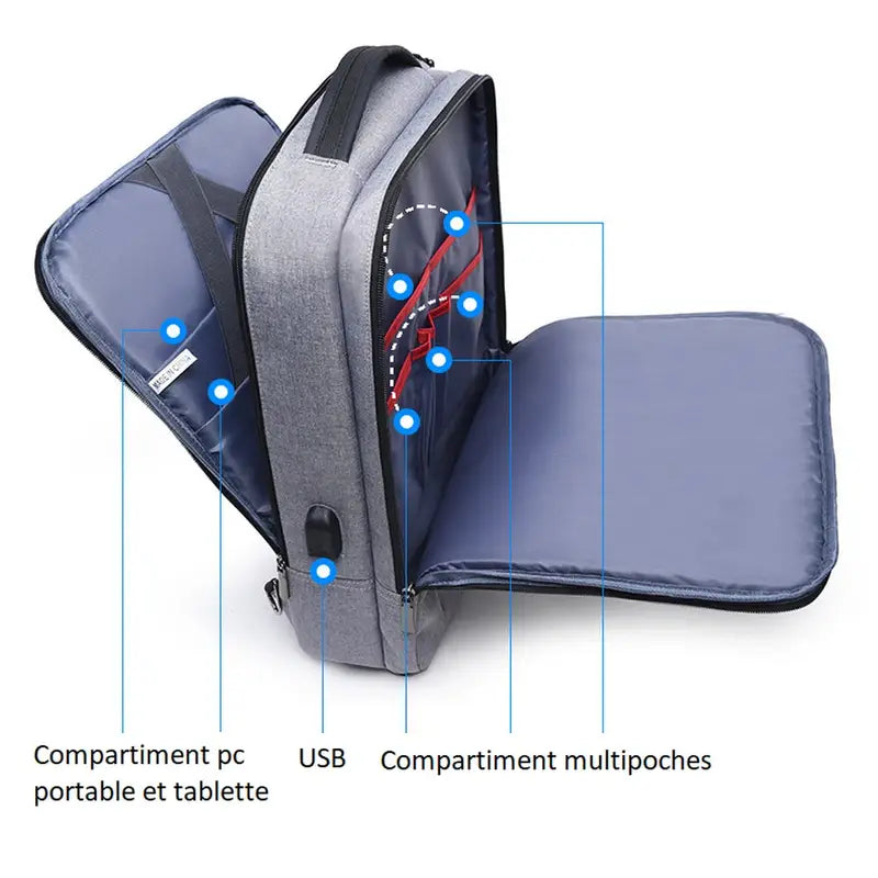 Sac à dos rectangulaire pour pc 15,6 pouces