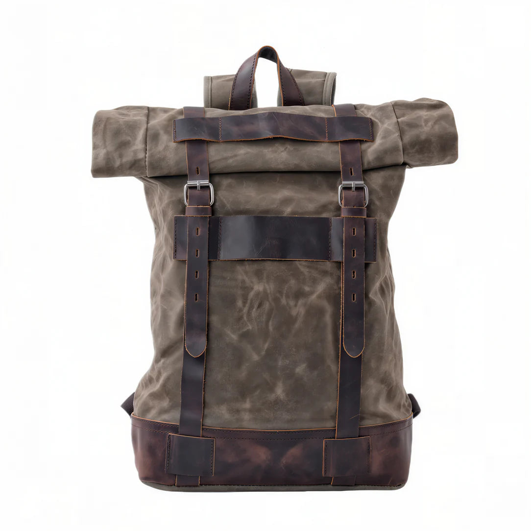 Sac à dos rétro en tissu et cuir avec fermeture à boucles, modèle Ruston