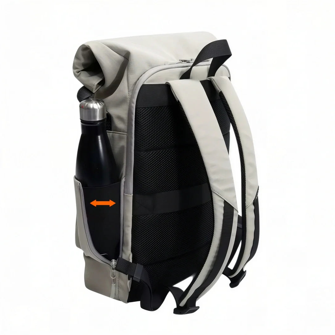 Sac à dos roll-top de ville 21L BG Tech X gris et noir avec poches maillées