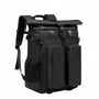 Sac à dos roll top de voyage RZTX noir avec plusieurs poches extérieures