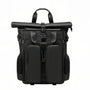 Sac à dos roll top de voyage RZTX noir avec poches extérieures et bretelles ajustables