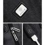 Sac à dos homme en tissu noir avec fermeture éclair métallique et port de charge USB