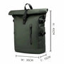 Sac à dos roll top imperméable vert foncé avec poches frontales et latérales