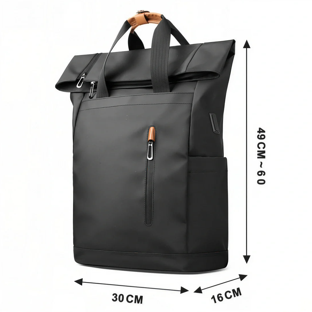 Sac à dos roll top noir pc 15,6 pouces