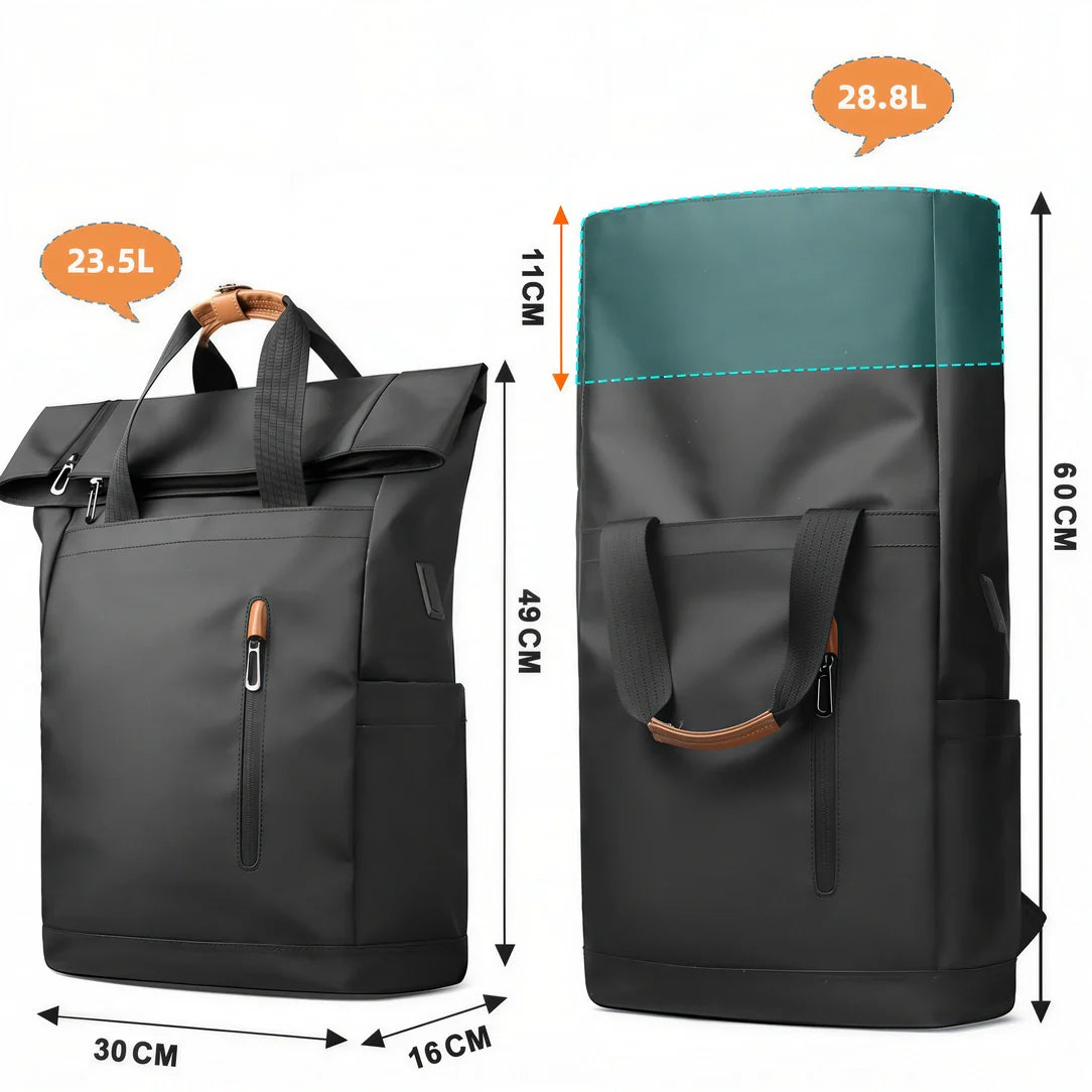 Sac à dos roll top noir pc 15,6 pouces