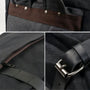 Sac à dos roll top Heritage en toile gris foncé avec accents marron et fermeture à glissière