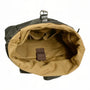 Sac à dos roll top Heritage noir avec doublure tan et multiples poches intérieures