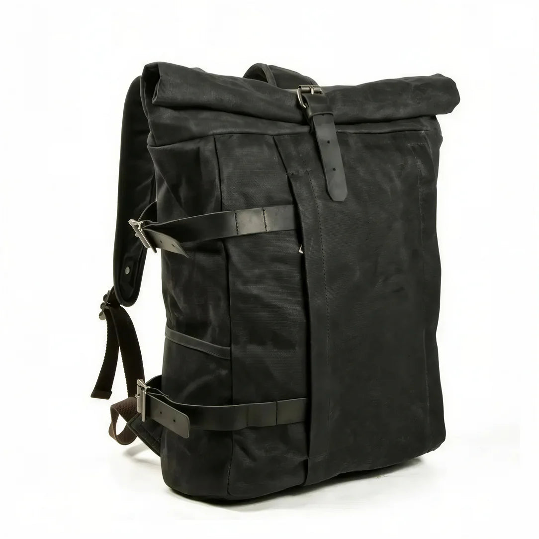 Sac à dos roll top old-school Heritage avec cuir et boucles noires