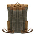 Sac à dos vintage en toile et cuir avec bretelles ajustables et poches latérales