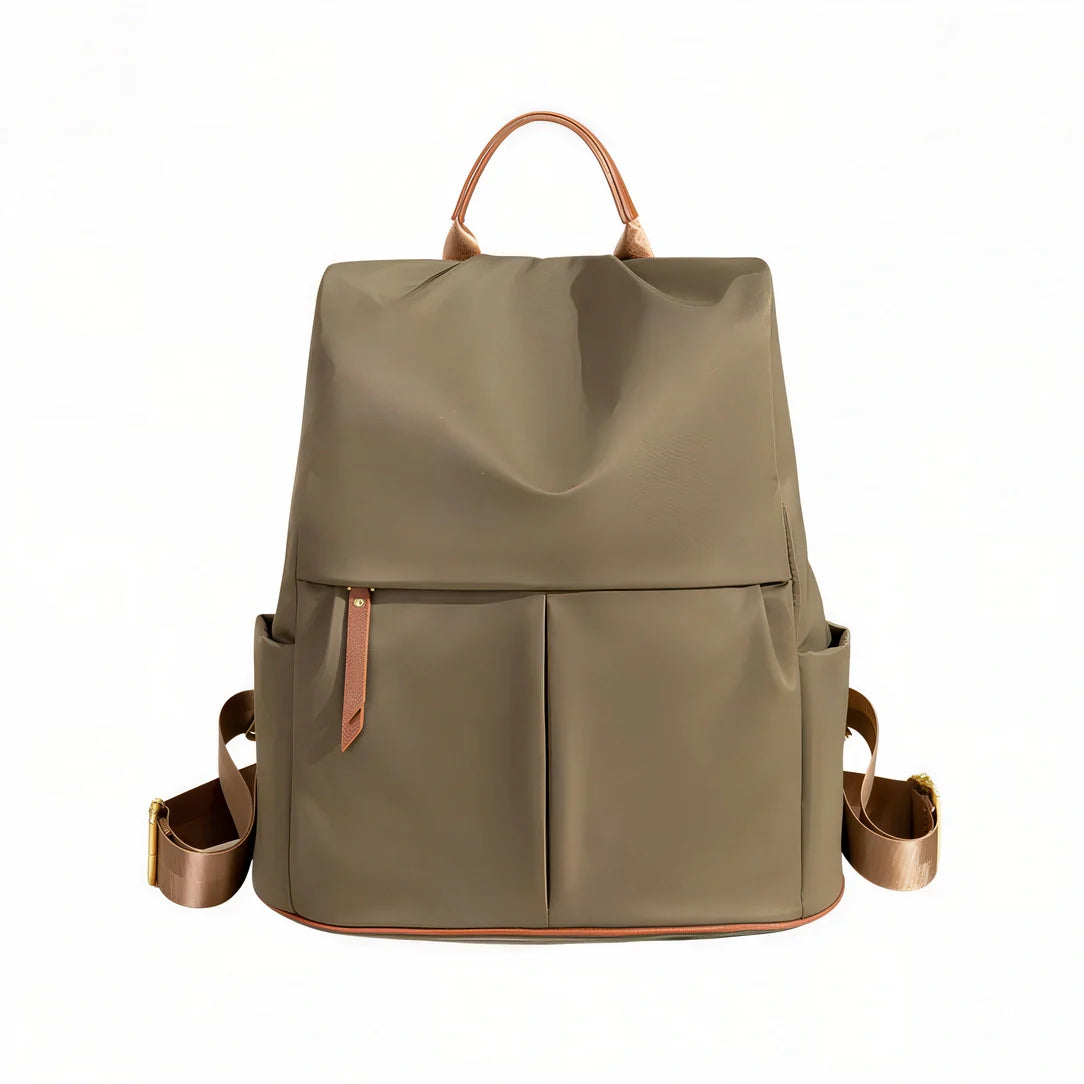 Sac à dos Sienna vert olive avec accents rose gold et sangles cuir
