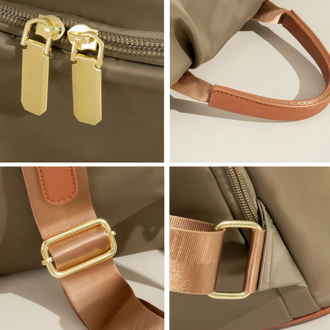 Sac à dos Sienna beige et marron avec quincaillerie dorée