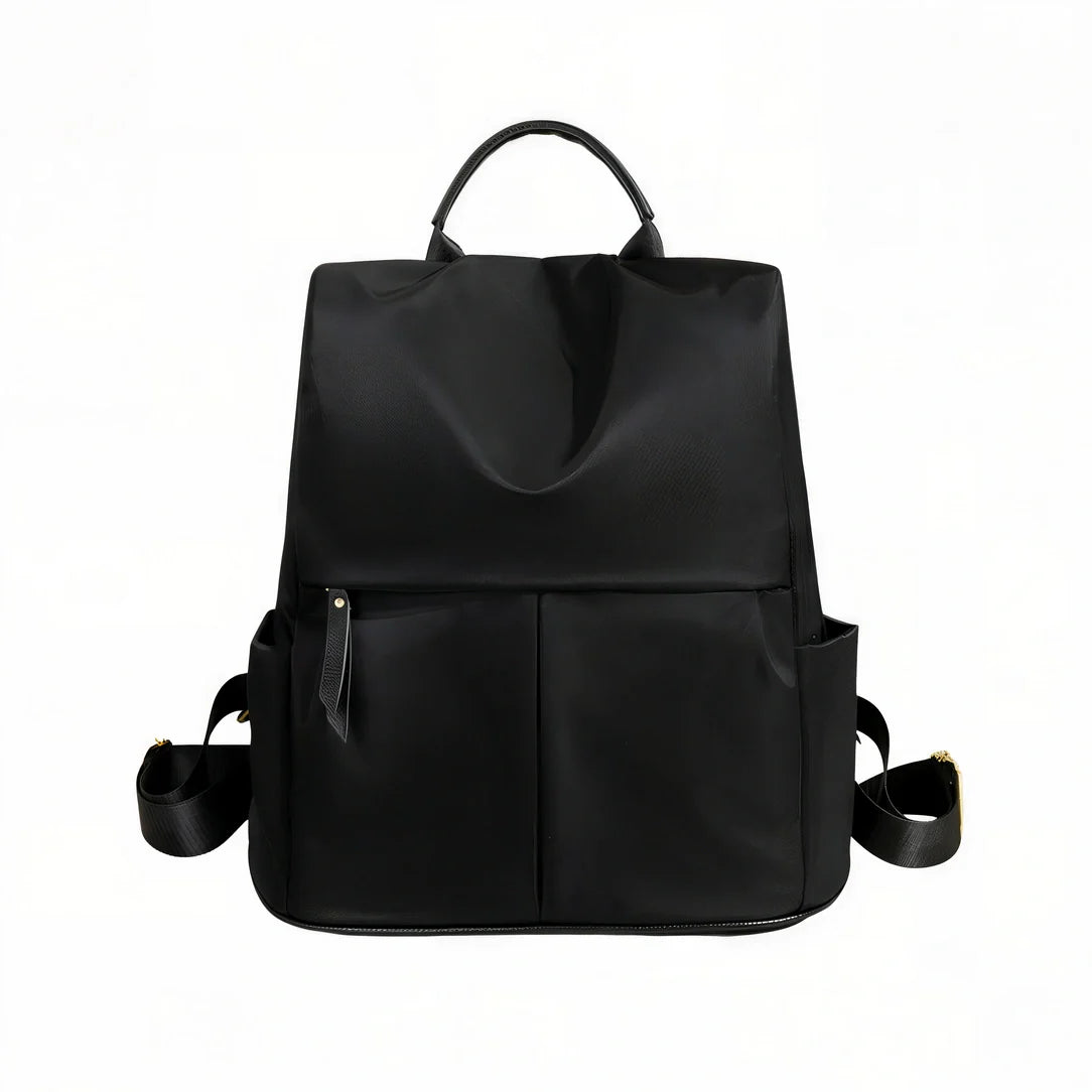 Sac à dos Sienna en cuir noir avec poches multiples et sangles ajustables