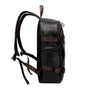 Sac à dos en simili cuir noir avec sangles et boucles marron