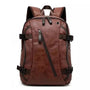 Sac à dos simili cuir homme marron avec plusieurs compartiments zippés et boucles latérales