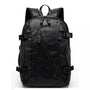 Sac à dos simili cuir homme noir avec plusieurs zippers et boucles