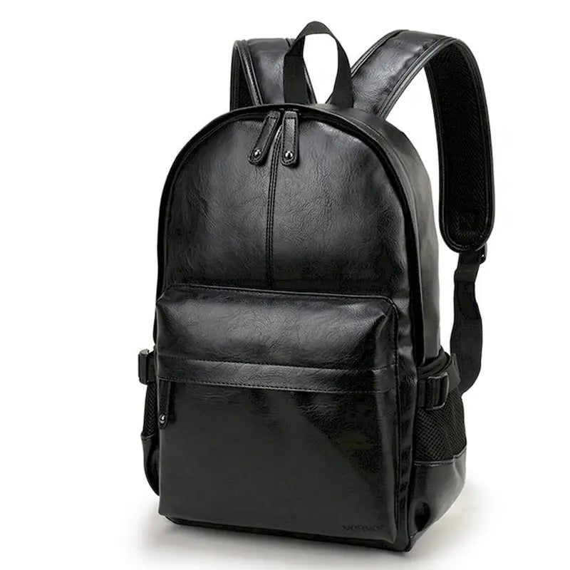 Sac à dos similicuir femme noir avec deux compartiments zippés et poche frontale