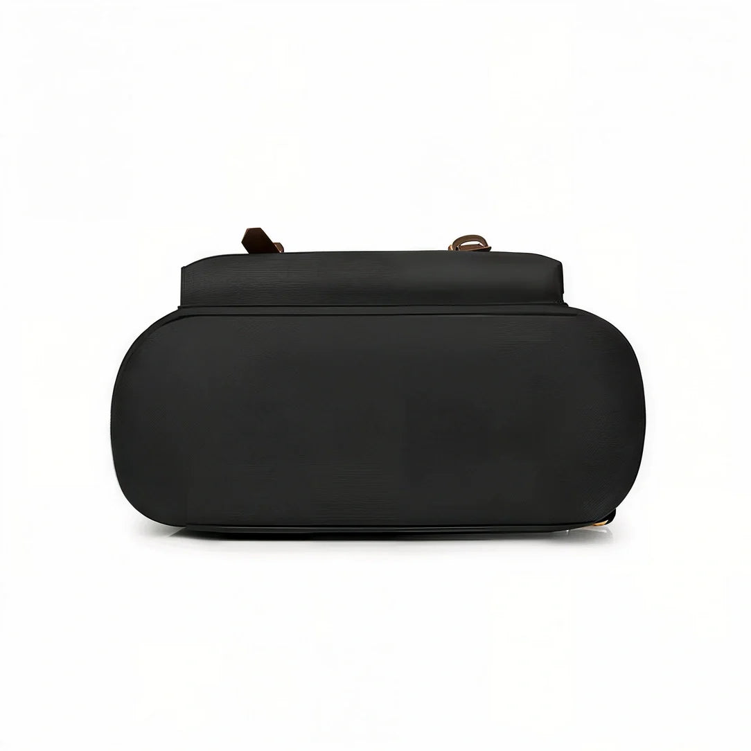 Sac à dos Sirocco noir avec fermetures dorées et sangle réglable