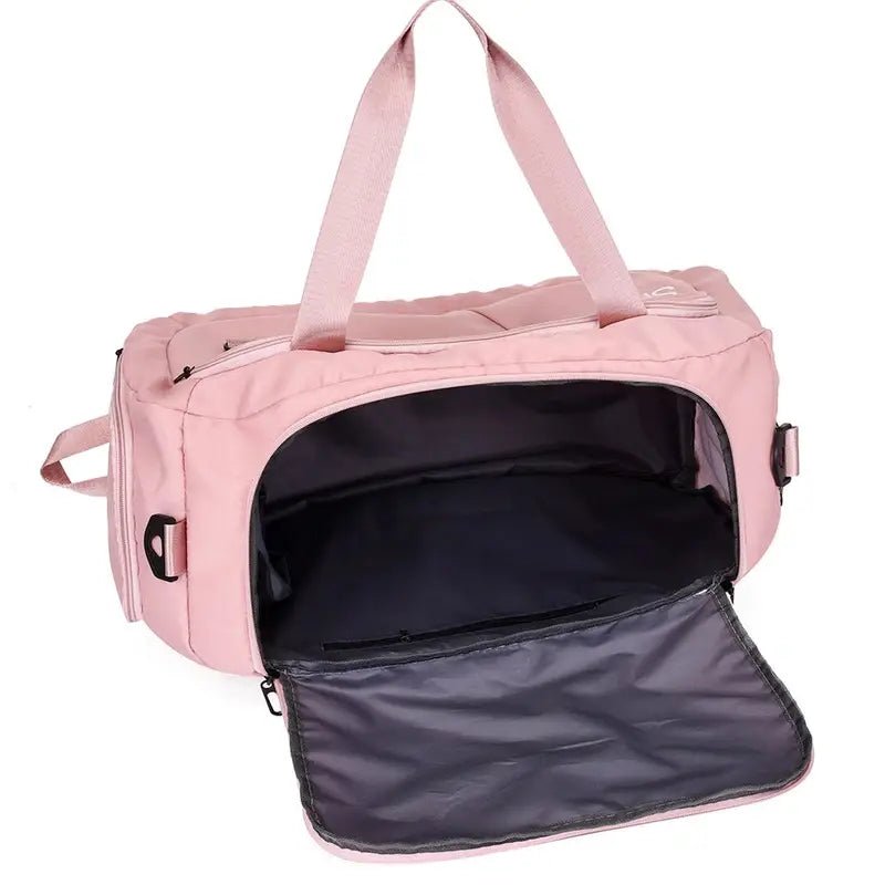 Sac à dos sport femme ouvert pink avec compartiment zippé séparé