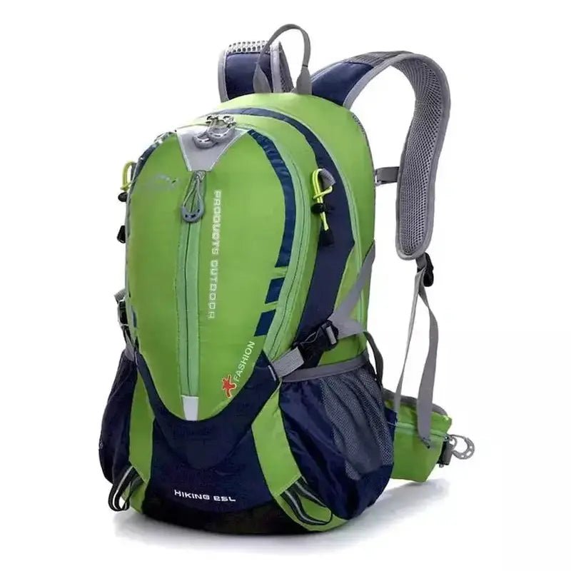 Sac à dos sport léger 25L vert et bleu avec bretelles ajustables et plusieurs compartiments