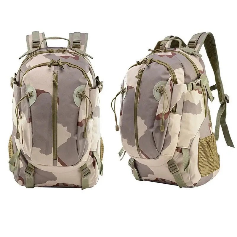 Sac à dos style militaire camouflage avec plusieurs compartiments et bretelles ajustables