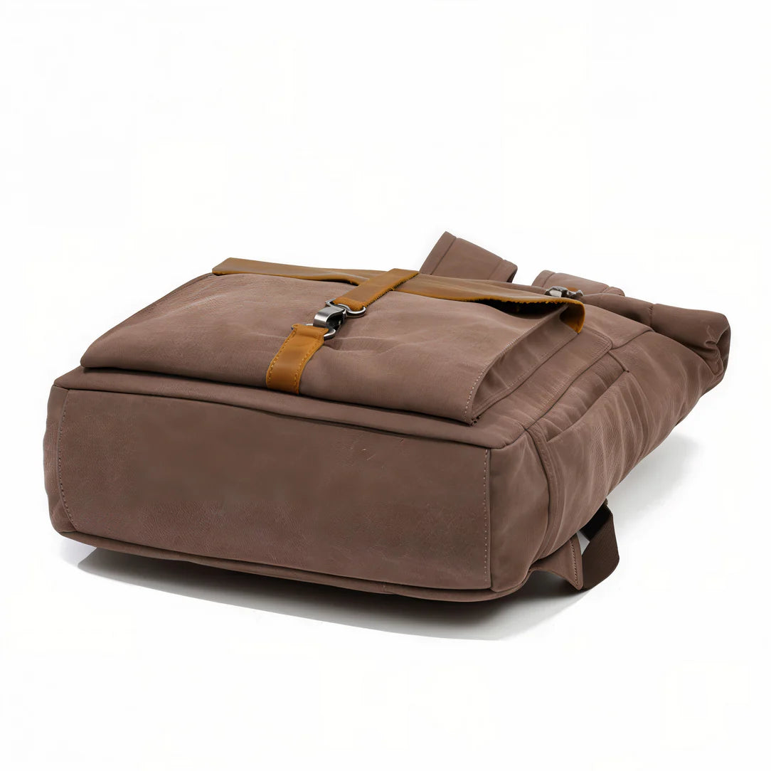 Sac à dos vintage marron avec fermeture à boucle, style rétro Era