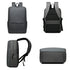 Sac à dos tablette minimaliste gris foncé vu sous quatre angles pour ordinateur portable