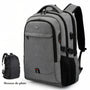 Sac à dos télétravail FlexWork gris avec compartiments, port USB et housse de pluie