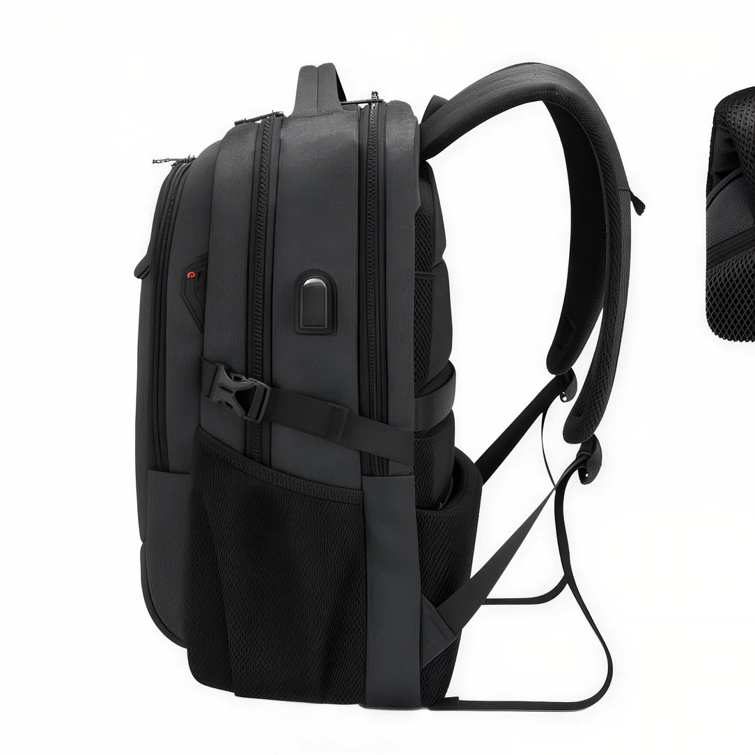 Sac à dos télétravail FlexWork avec bretelles rembourrées, poches latérales et port USB externe
