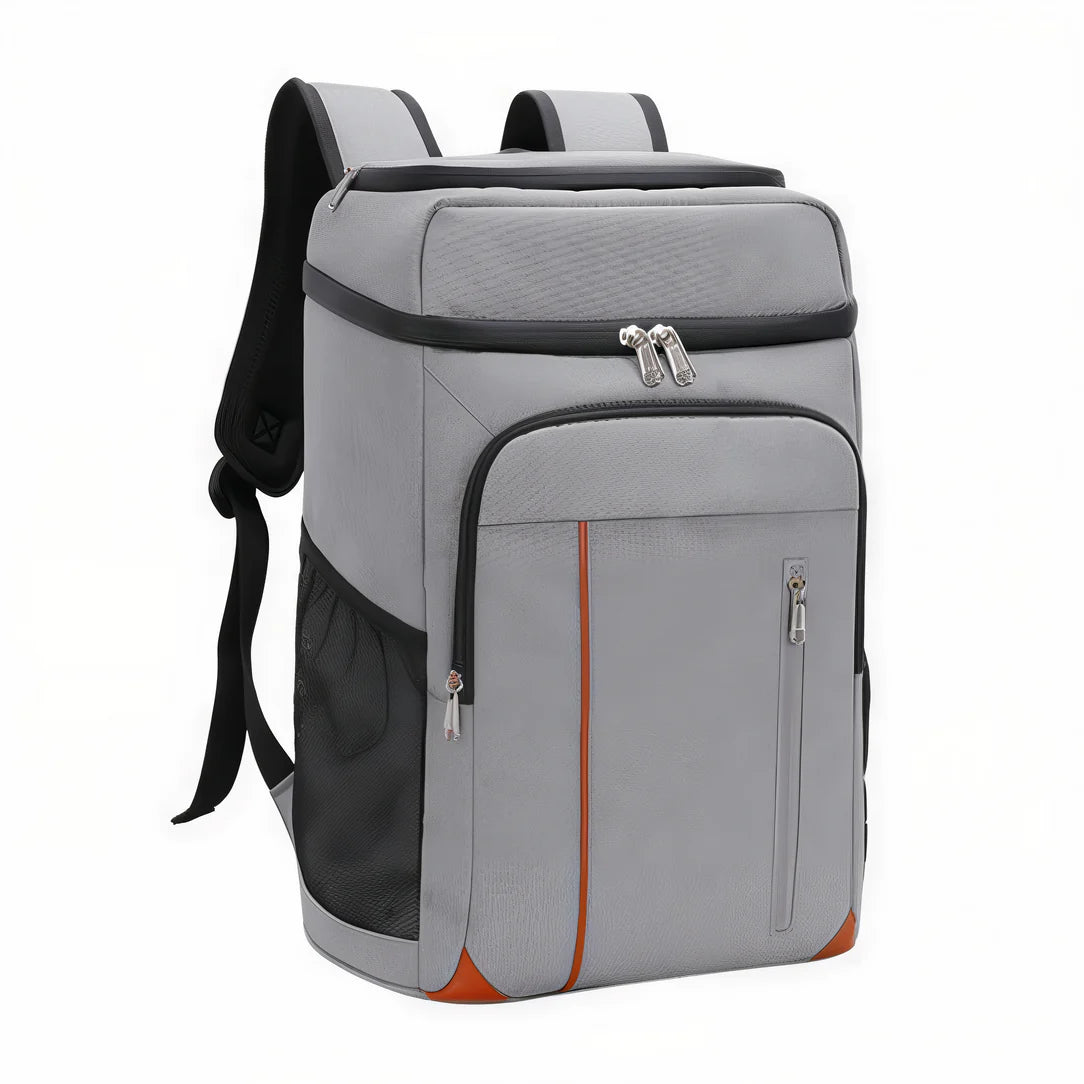 Sac à dos thermique de picnic grand format 28L avec cooler gris, noir et orange