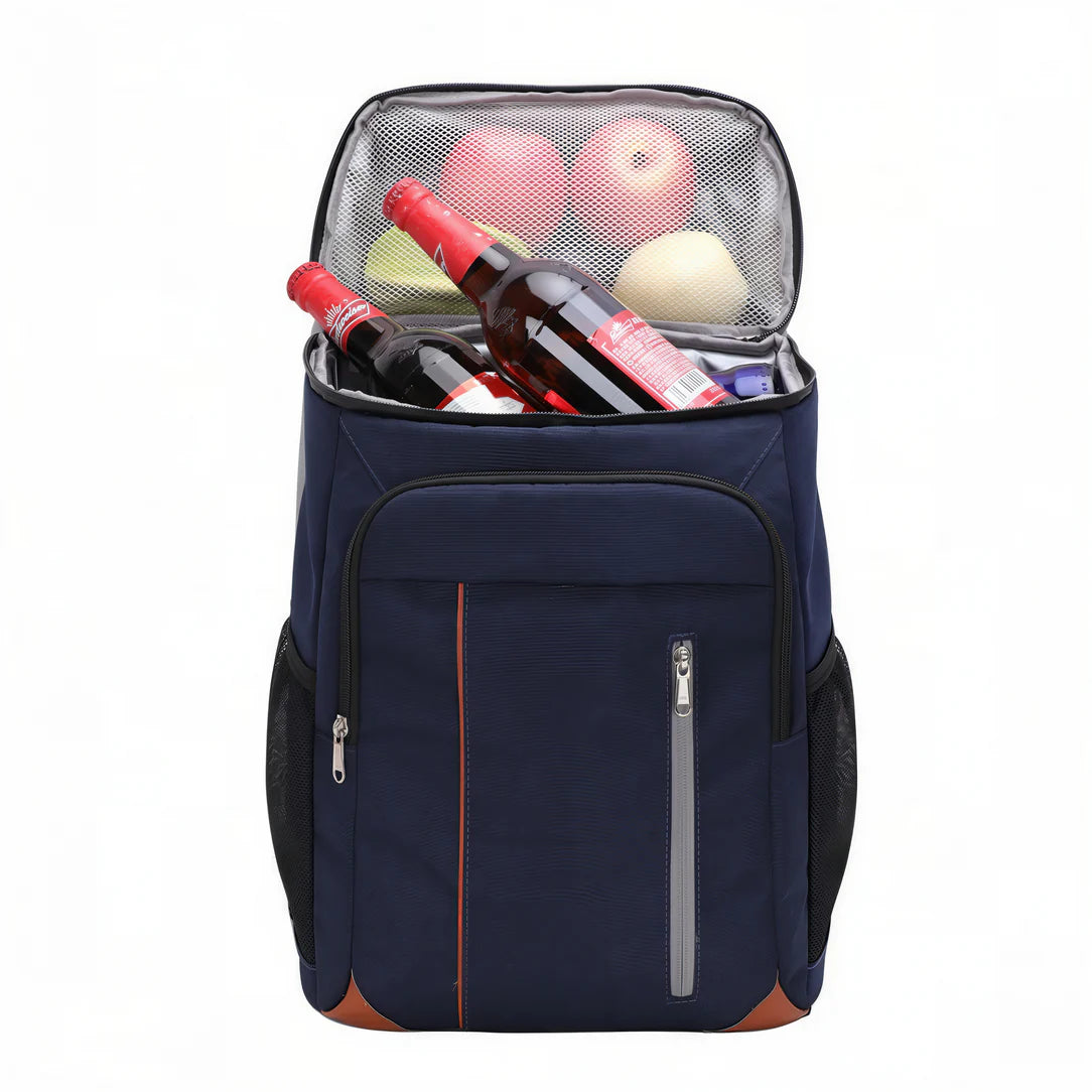 Sac à dos thermique de picnic grand format 28L, sac à dos bleu marine isolé avec plusieurs compartiments
