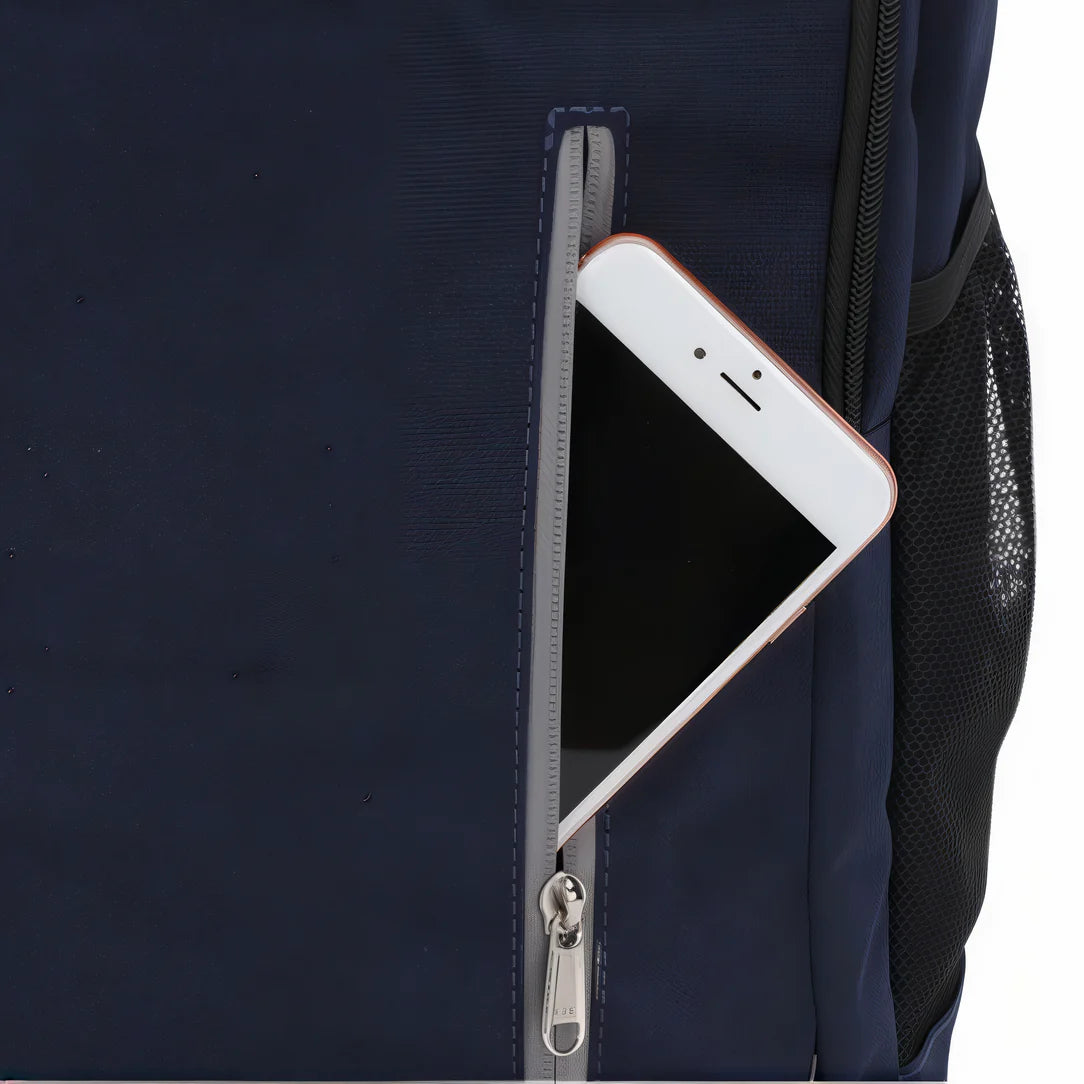 Sac à dos thermique de picnic grand format 28L navy avec smartphone dans la poche frontale