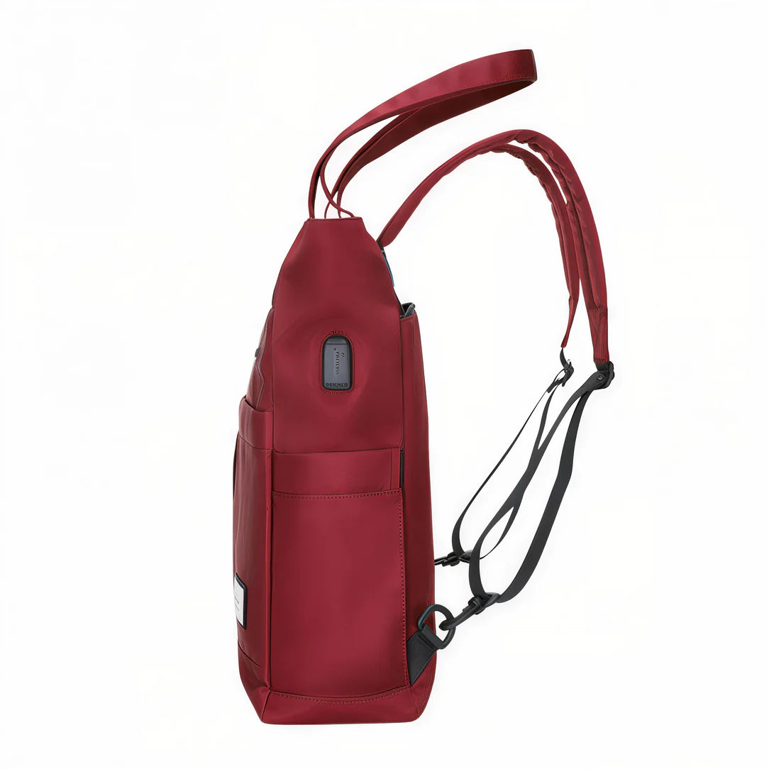 Sac à dos Tigernu Campus en nylon rouge avec bretelles ajustables et poche frontale