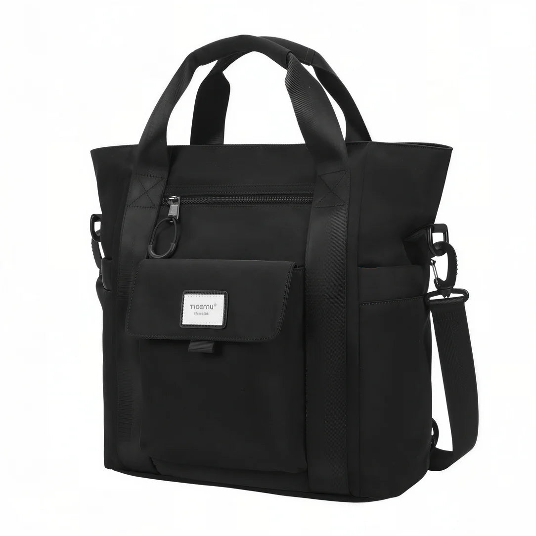 Sac à dos Tigernu Eclipse en nylon noir avec bandoulière ajustable et fermeture éclair