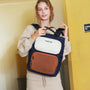 Sac à dos Tigernu Origin bleu et blanc avec accents orange en nylon durable