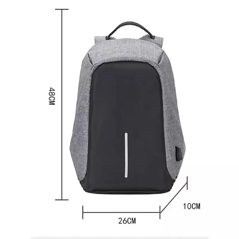 Sac à dos ultra-minimaliste pour PC 15 pouces gris et noir avec dimensions antivol