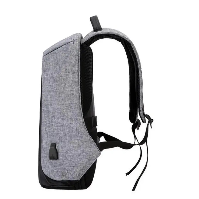 Sac à dos ultra-minimaliste pour PC 15 pouces en tissu gris avec port de charge USB