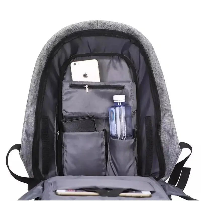 Sac à dos ultra-minimaliste pour PC 15 pouces avec compartiments internes gris ouvert