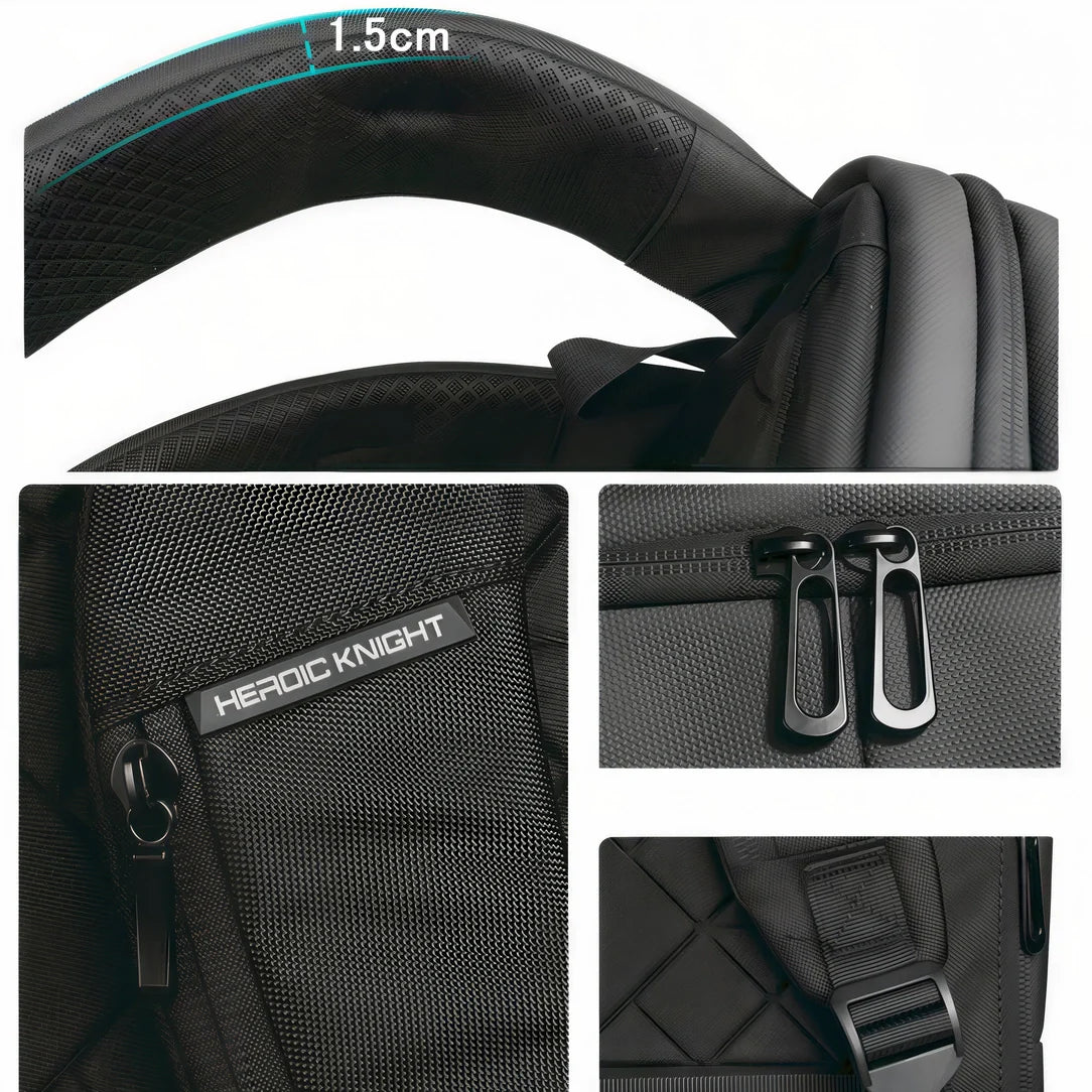 Sac à dos noir Heroic HK avec logo chevalier et bretelles rembourrées