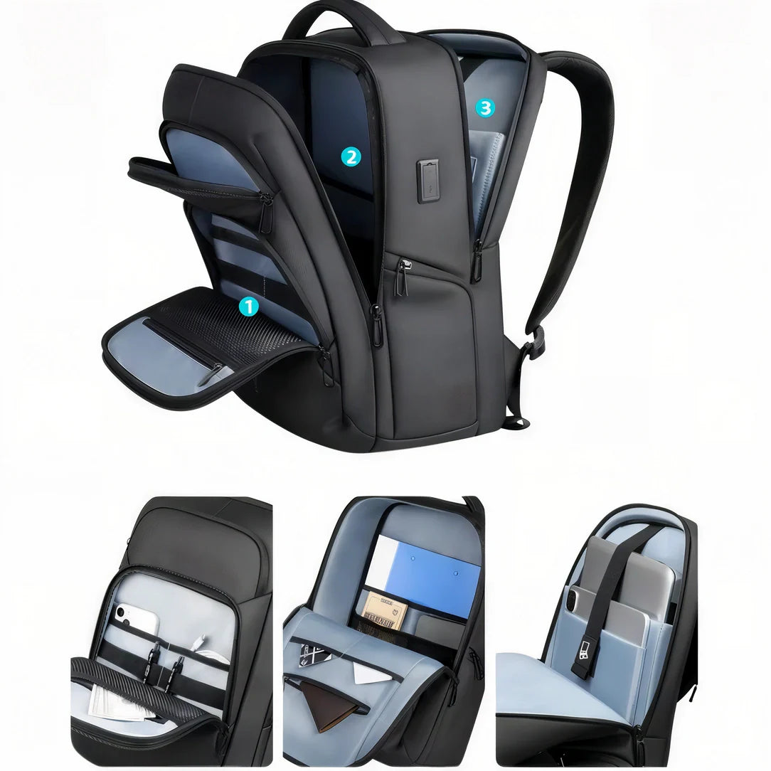 Sac à dos Heroic HK noir multifonction 17 pouces avec compartiments rembourrés